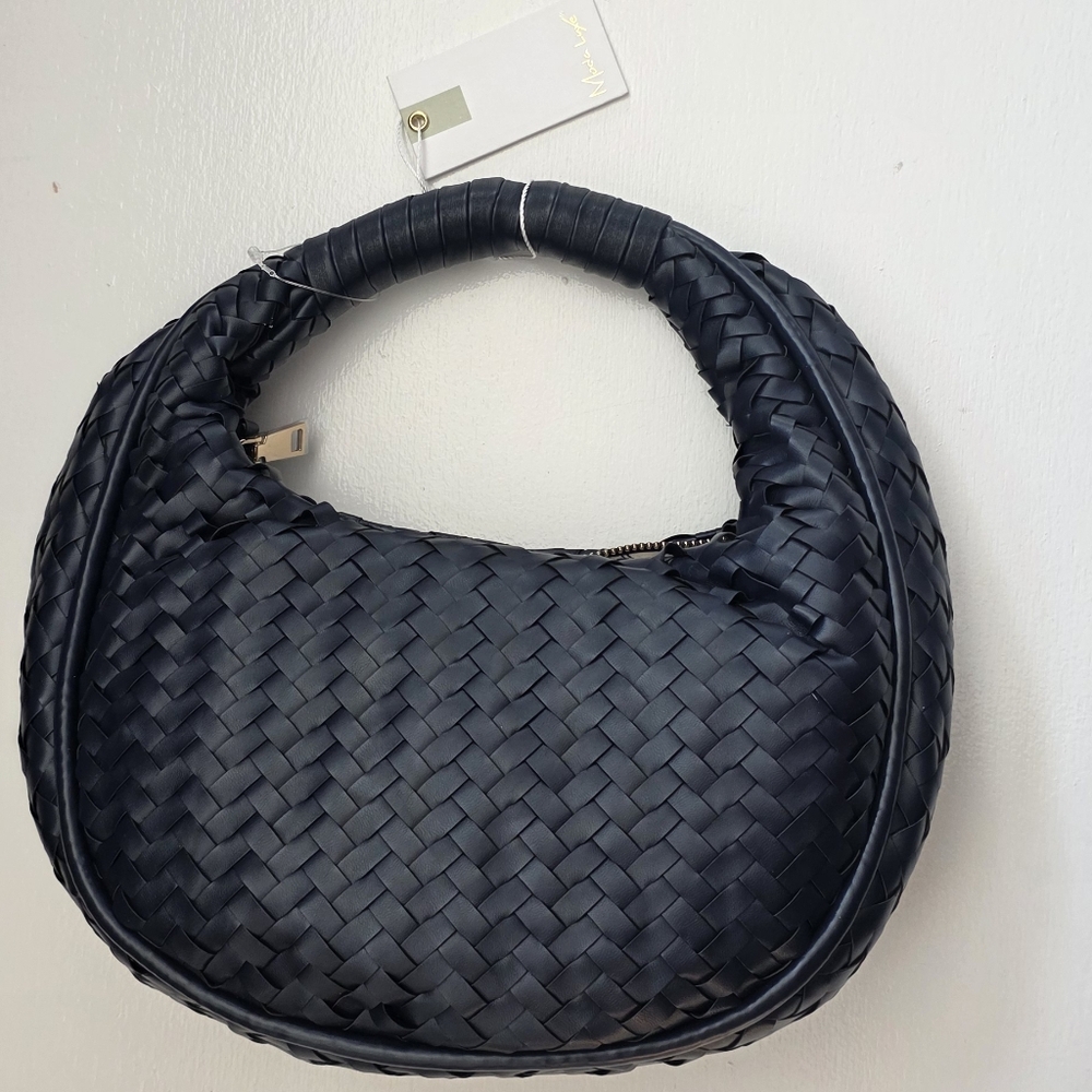 Elegant Navy Woven Handbag